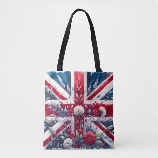 Bolsa Tote Saco de Algodão com Bandeira Britânica (Frente)
