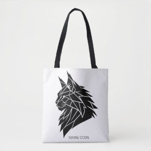Bolsa Tote Saco de Algodão Geométrico Minimalista Maine Coon