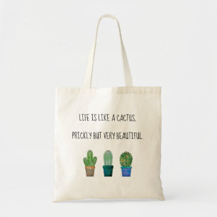 Bolsa Tote Saco de amante Cactus com 3 desenhos de cacto