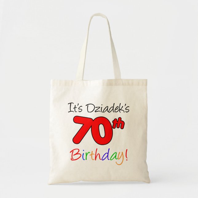 Bolsa Tote Saco de Aniversário do 70 Milestone do Dziadek (Frente)