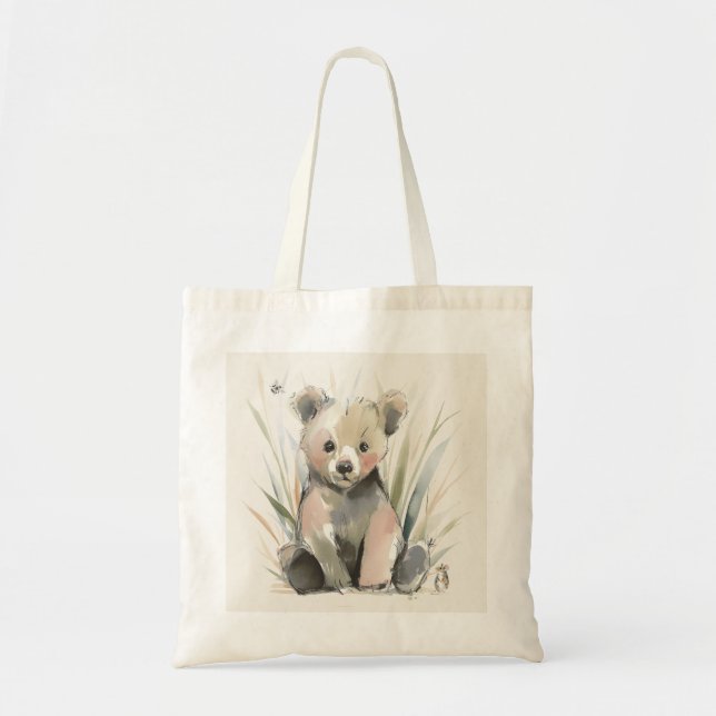 Bolsa Tote Saco de Aprendizado de Urso Personalizado (Frente)