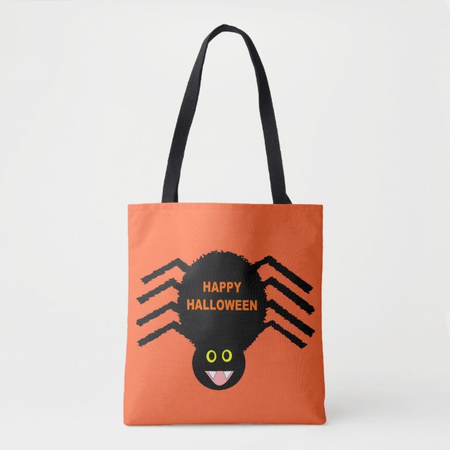 Bolsa Tote Saco de Aranha Negra do Halloween (Frente)