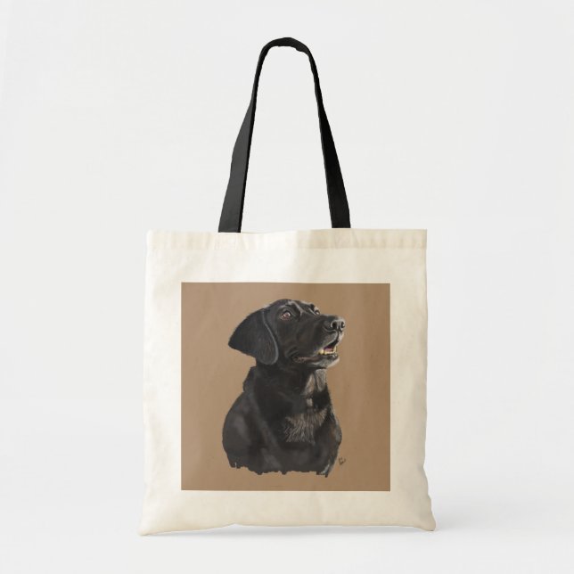 Bolsa Tote Saco de Arte de Cão Preto (Frente)