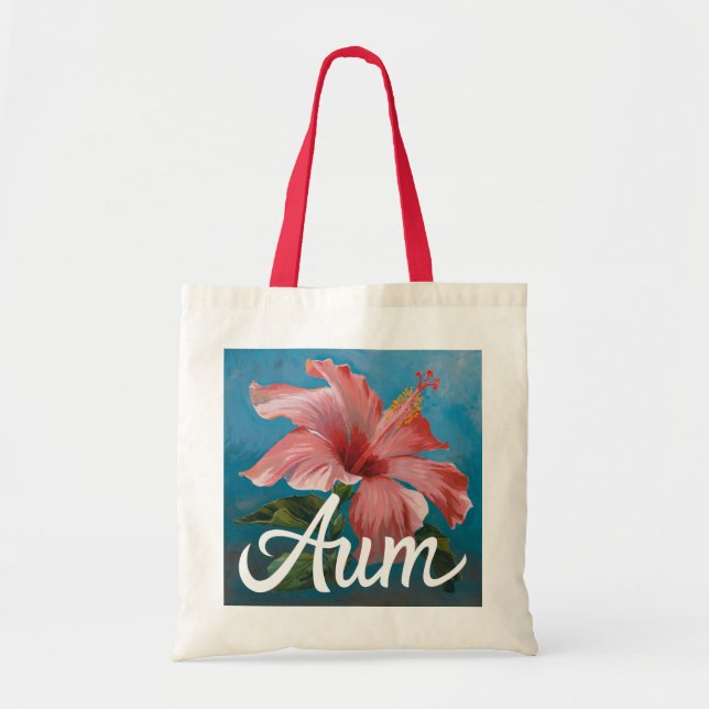 Bolsa Tote Saco de Arte Flor Red Hibiscus (Frente)