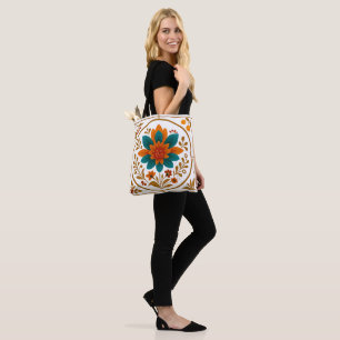 Bolsa Tote Saco de Arte Floral Vibrante