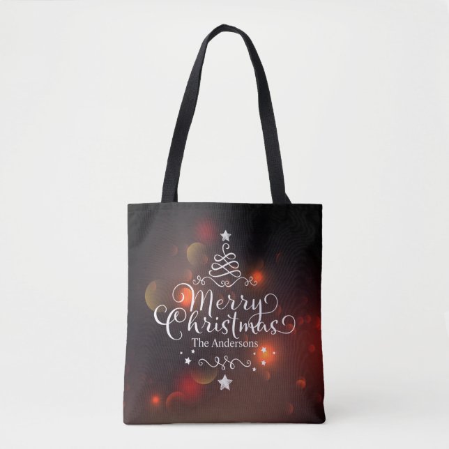 Bolsa Tote Saco de Árvore de Natal Personalizado (Frente)