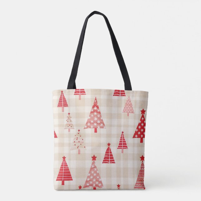 Bolsa Tote Saco de Árvore de Natal Vermelho Festivo (Verso)