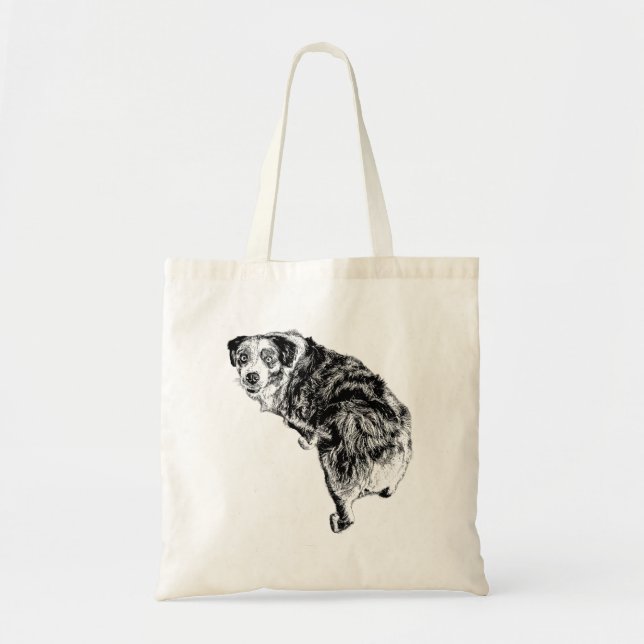 Bolsa Tote Saco de Australian Shepherd – Pose sobre o Ombro (Frente)