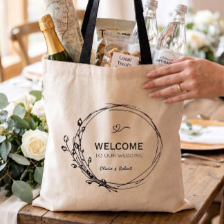 Bolsa Tote Saco de Bem-Vindo de Casamento Floral Rústico