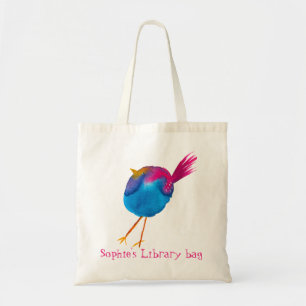 Bolsa Tote Saco de biblioteca de aves rosa-claro