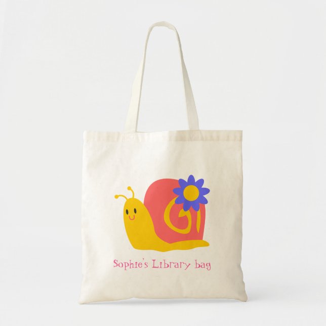 Bolsa Tote Saco de biblioteca de caracóis fofos (Frente)