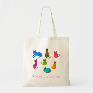 Bolsa Tote Saco de biblioteca de gatas bonitinhos para o nome
