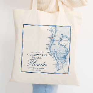 Bolsa Tote Saco de boas-vindas de casamento azul de Clearwate