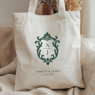 Bolsa Tote Saco de Boas-Vindas de Casamento com Brasão Ornate