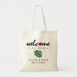 Bolsa Tote Saco de boas-vindas de destino de folha tropical