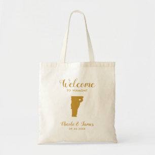 Bolsa Tote Saco de Boas-vindas do Mapa Vermont, Dourado