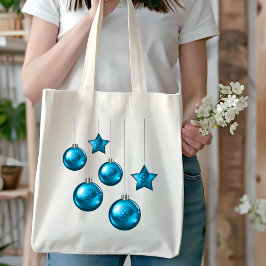 Bolsa Tote Saco de Bolas e Estrelas de Enfeite de Natal