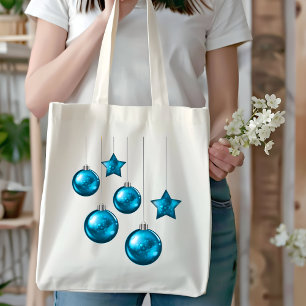 Bolsa Tote Saco de Bolas e Estrelas de Enfeite de Natal