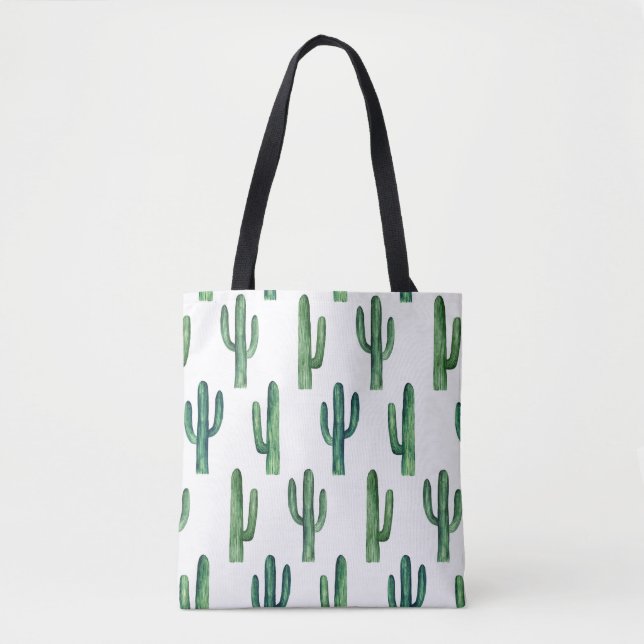Bolsa Tote Saco de cacto verde. Cactos de aquarela moderna (Frente)