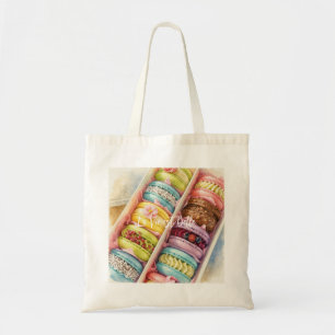 Bolsa Tote Saco de caixa de macarons franceses aquarela
