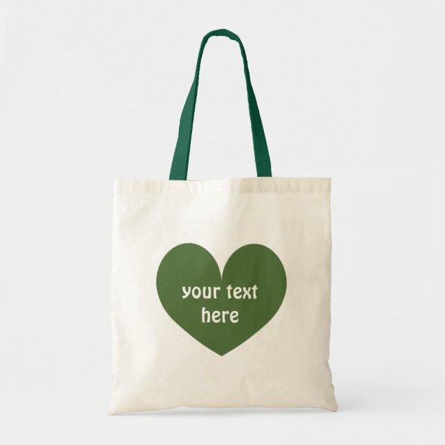 Bolsa Tote Saco de canvas de coração verde personalizado reut (Frente)