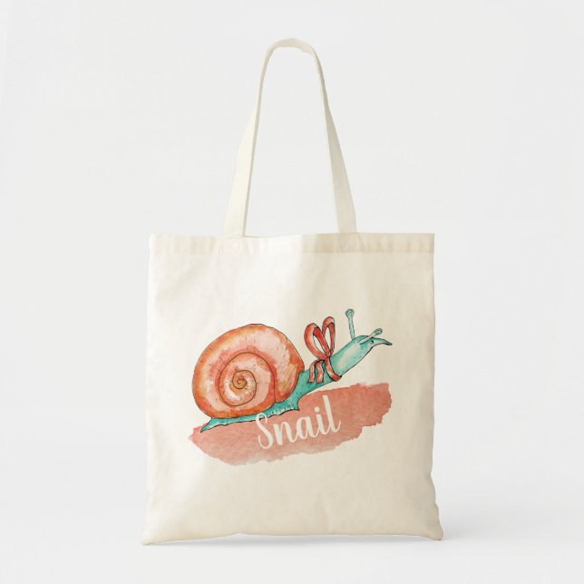 Bolsa Tote Saco de caracol. Ilustração de animal engraçado co (Frente)