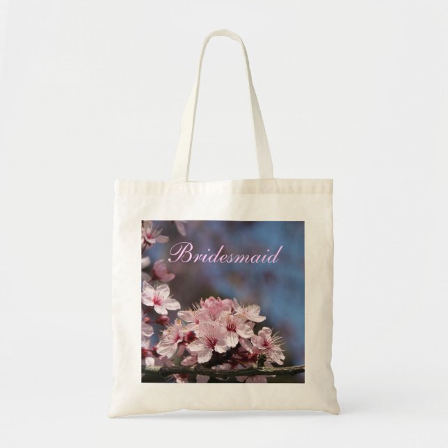 Bolsa Tote saco de casamento com flores de cerejeira rosa (Frente)