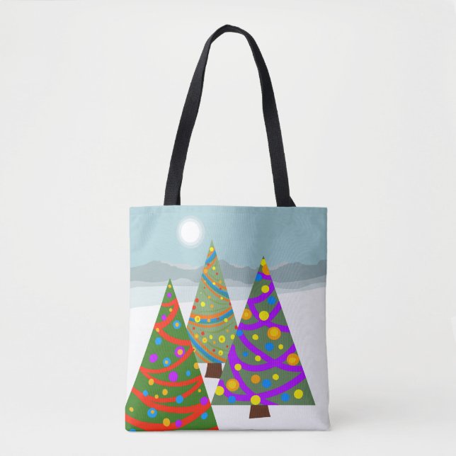 Bolsa Tote Saco de Cena de Árvore de Natal (Frente)