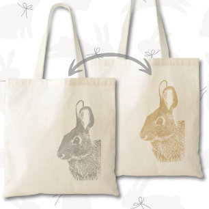 Bolsa Tote Saco de coelho cinza e marrom simples minimalista 