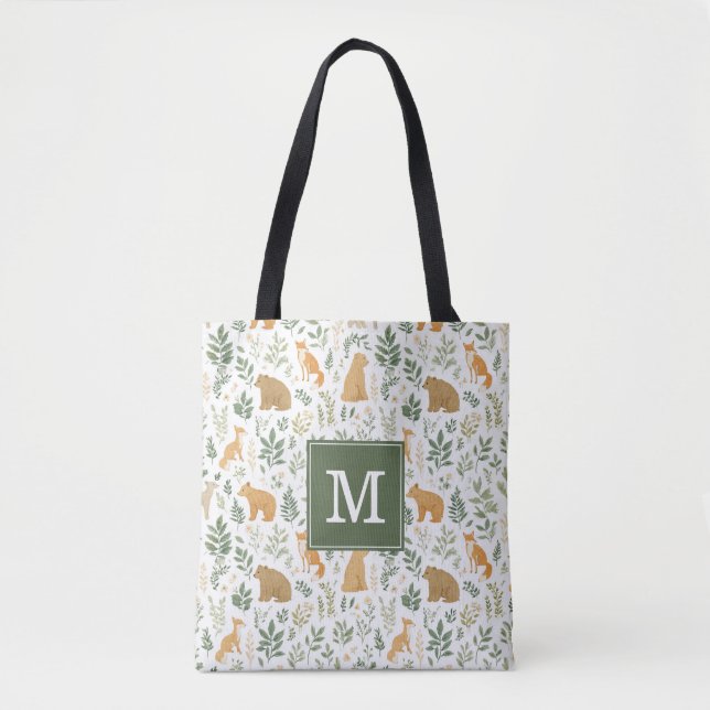 Bolsa Tote Saco de Compras Animais da Floresta (Frente)