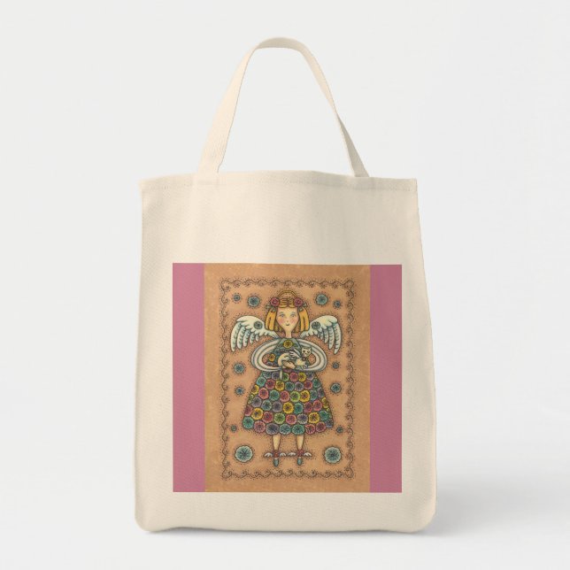 Bolsa Tote Saco de Compras Anjo YoYo Quilt (Frente)