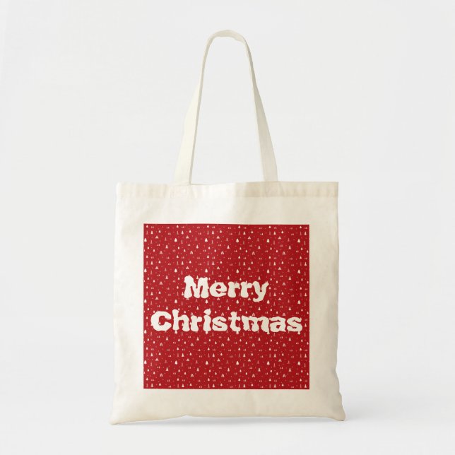 Bolsa Tote Saco de Compras Árvores de Natal e Flocos de Neve (Frente)