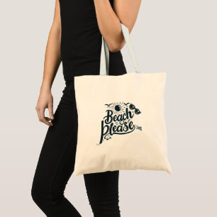 Bolsa Tote Saco de Compras Azul e Preto Beach Please