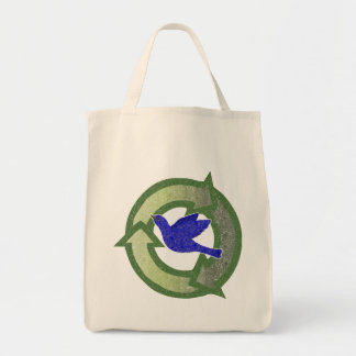 Bolsa Tote Saco de Compras Azul Vintage Orgânico Reciclável