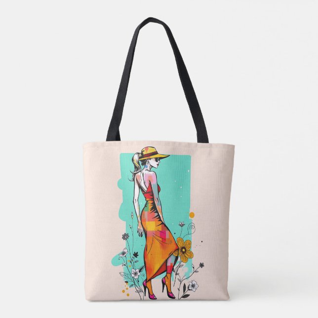 Bolsa Tote Saco de Compras Botânico Sonho Pop Art 🌈🌼 (Verso)