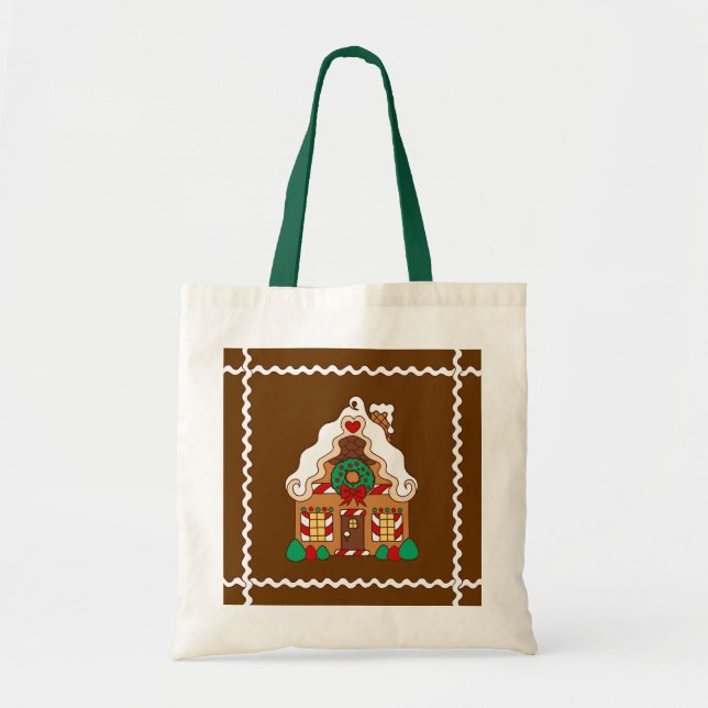 Bolsa Tote Saco de compras Casa de Biscoito de gengibre (Frente)