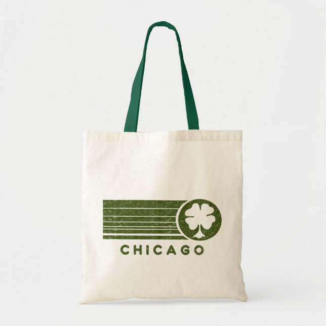 Bolsa Tote Saco de compras Chicago Irish Four Leaf Clover (Frente)
