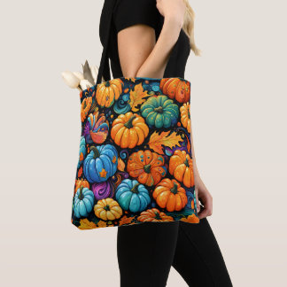 Bolsa Tote Saco de Compras Colorido de Abóbora de Jardim de O