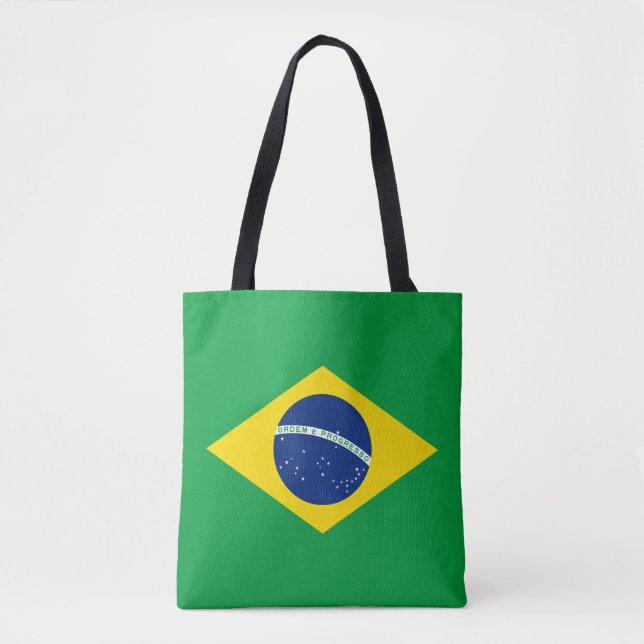 Bolsa Tote Saco de compras com a bandeira do Brasil Patriótic (Frente)