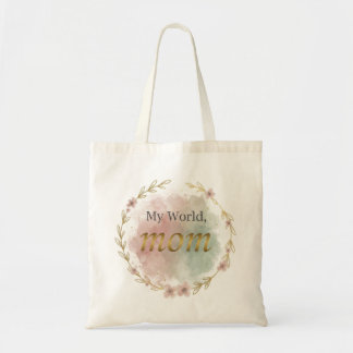Bolsa Tote Saco de compras com citação da mamãe em floral ele