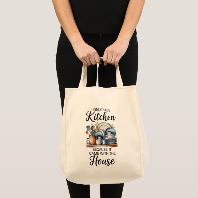Bolsa Tote Saco de Compras com Citação Engraçada  (Frente (produto))
