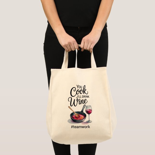 Bolsa Tote Saco de Compras com Citação Engraçada (Frente (produto))