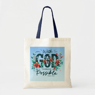 Bolsa Tote Saco de Compras Com Deus Todas as Coisas São Possí