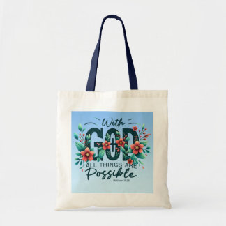 Bolsa Tote Saco de Compras Com Deus Todas as Coisas São Possí