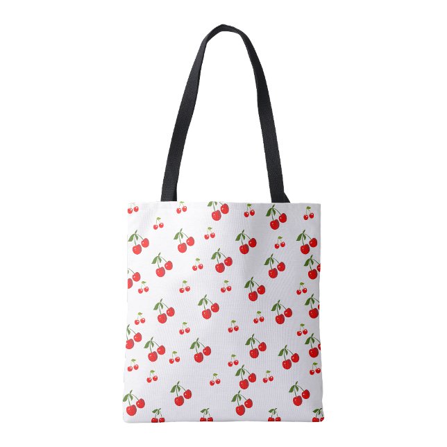 Bolsa Tote Saco de compras com estampa de cereja (Cherry print shopping Book Tote Bag)