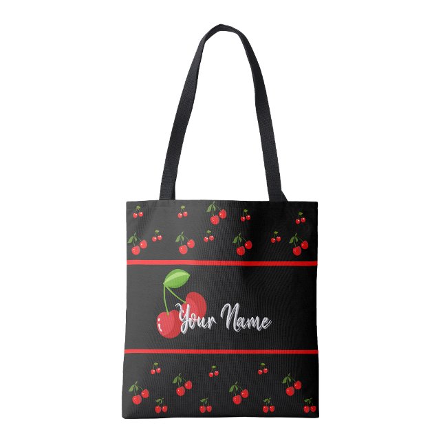 Bolsa Tote Saco de compras com estampa de cereja (Cherry print shopping Book Tote Bag)
