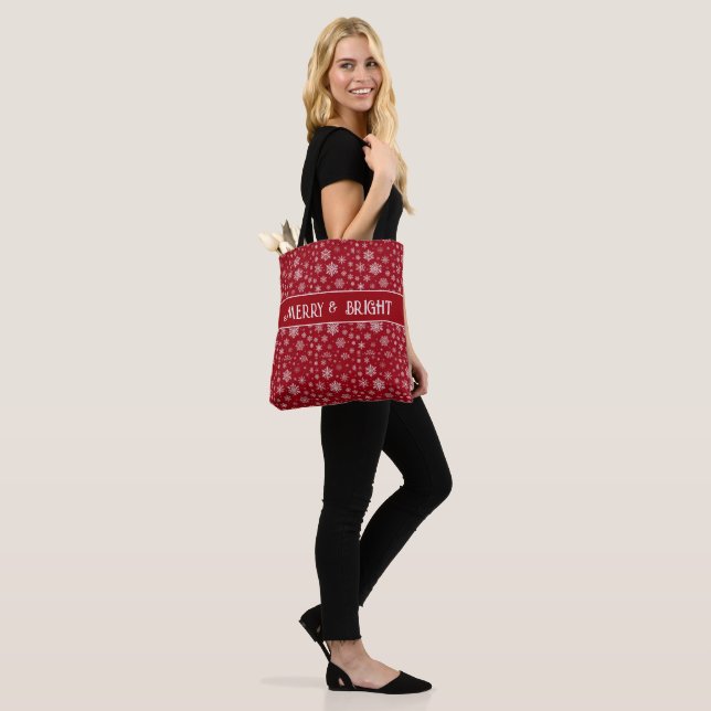 Bolsa Tote Saco de Compras com Floco de Neve Festivo em Verme (No(a) Modelo)