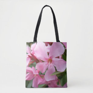 Bolsa Tote Saco de Compras com Flor de Oleandro Rosa   Botâni