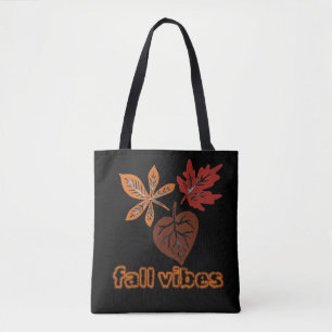 Bolsa Tote Saco de compras com folhas de outono e vibrações d