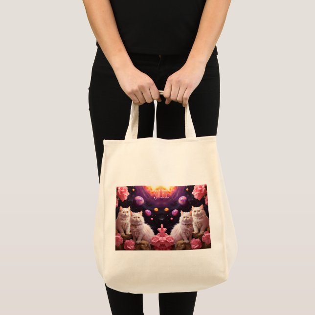 Bolsa Tote Saco de Compras com Ilustração de Gato (Frente (produto))